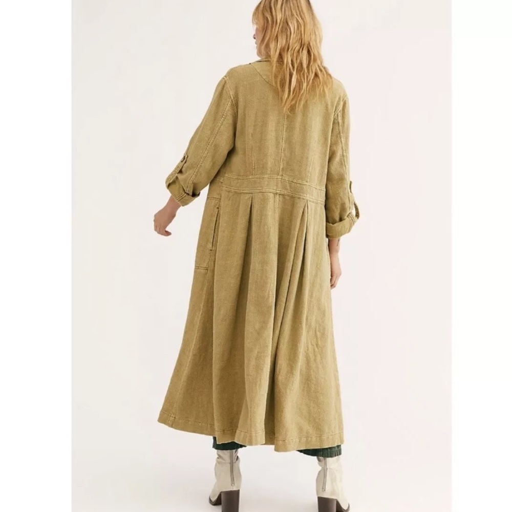 Free People Women’s Moss Green Rainz Duster Jacket Size Small - Picture 2 of 7